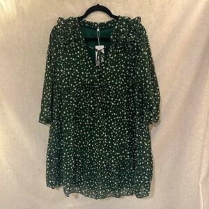 Comely Mini Dress Small Green White Black Leopard Print NWT